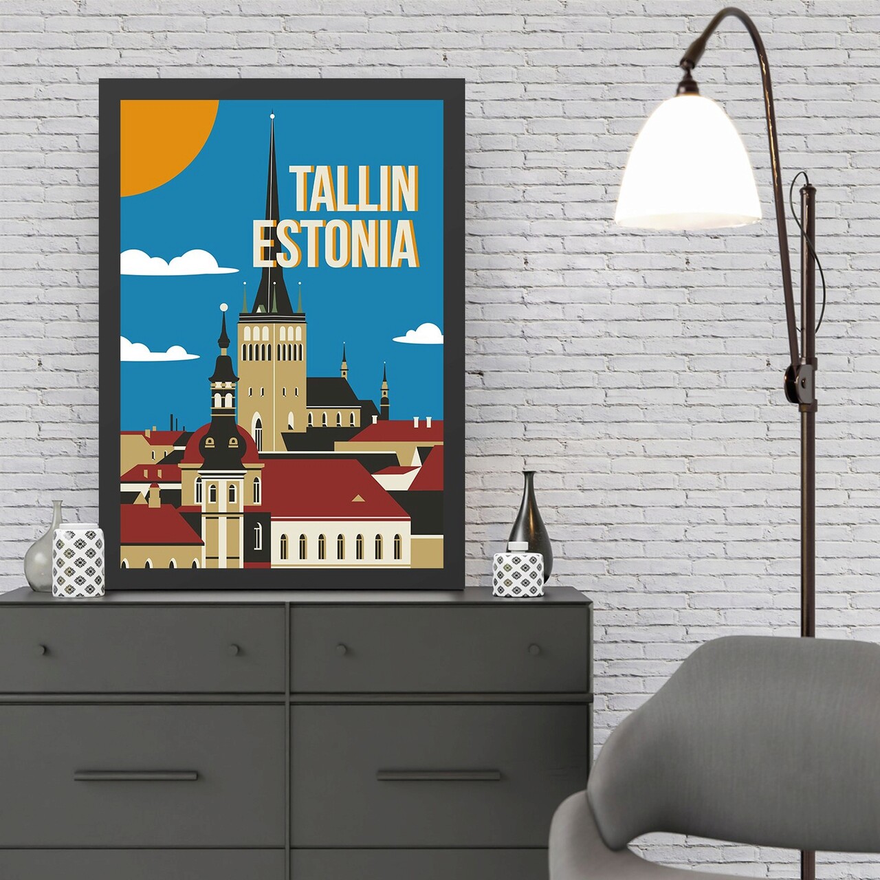 Tablou decorativ, Tallin (40 x 55), Polistiren, Multicolor - imagine 3